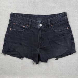 American Eagle Outfitters Shorts Womens 4 Black Distressed Cutoff Denim Stretch